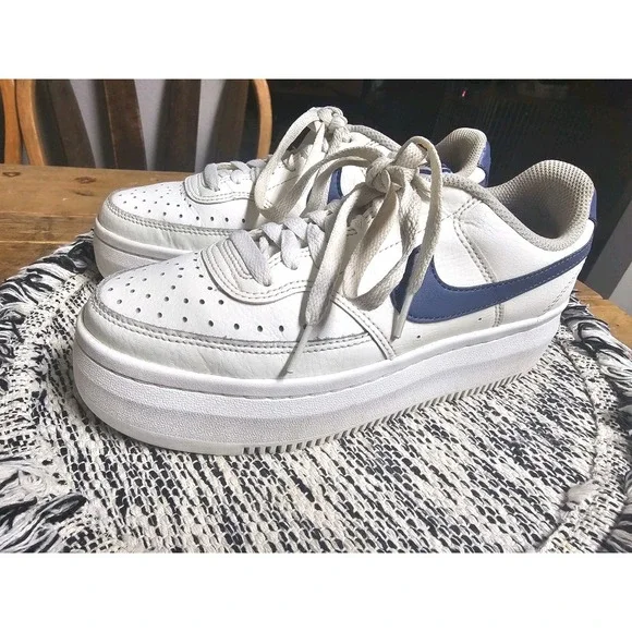 Nike Court Vision Alta Sail/D-Blue Women's Leather Sneakers - Size 7.5 - Picture 5 of 13